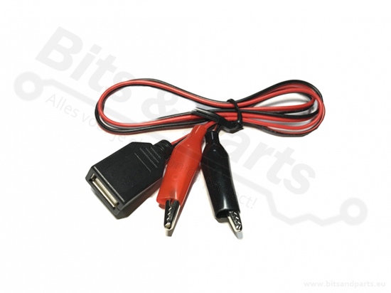 USB Cable USB female to alligator clips red/black